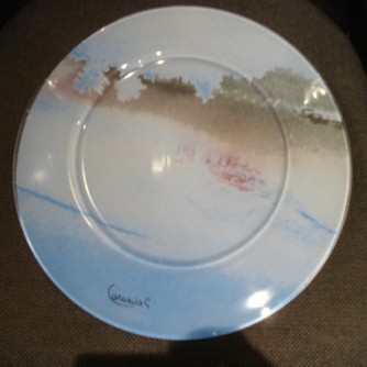 'Veronese', segnaposto in vetro dipinto, diametro cm 32